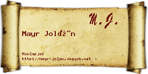 Mayr Jolán névjegykártya